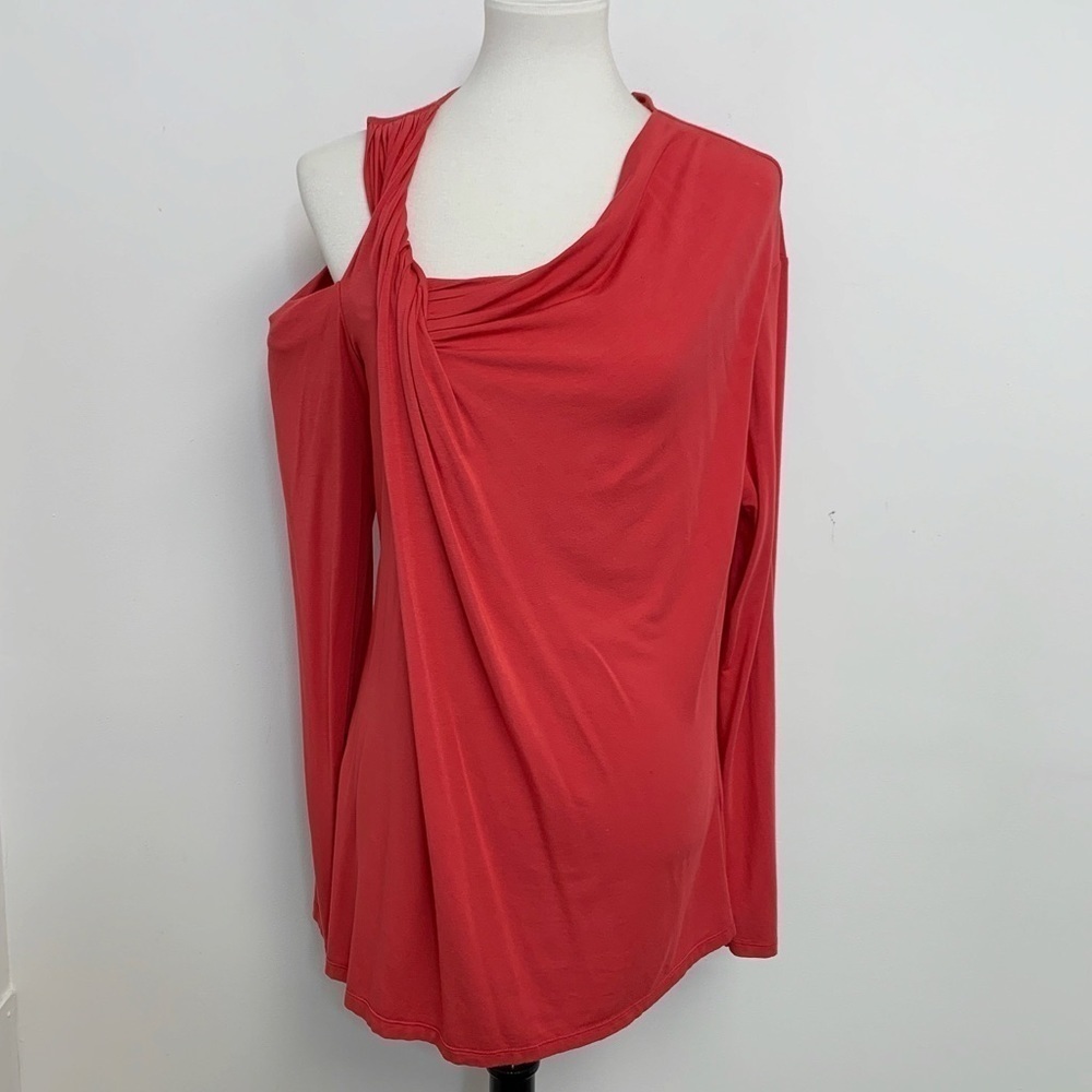 Oblique Creations red Cutout shoulder Stretch long sleeve stretch Shirt …